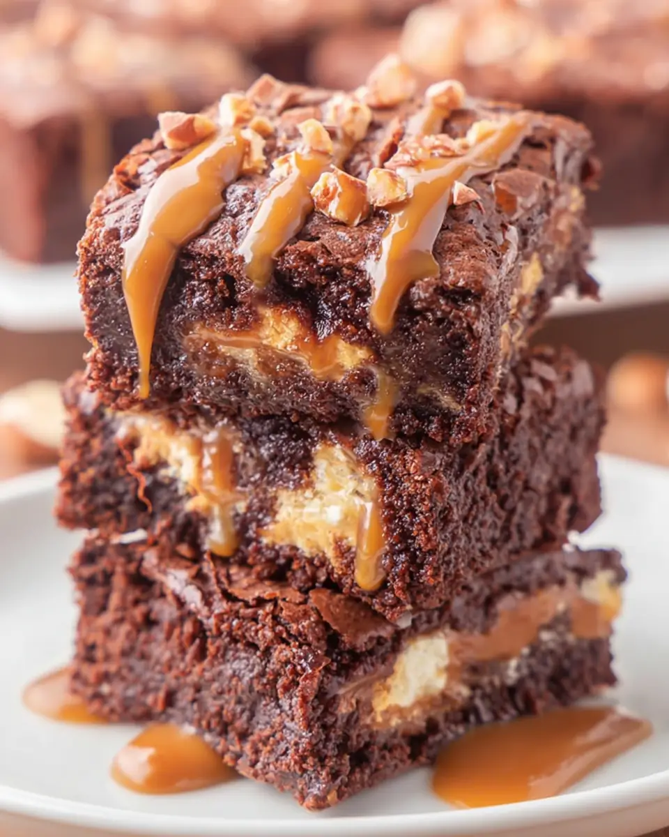 A delicious plate of Snickers Brownies