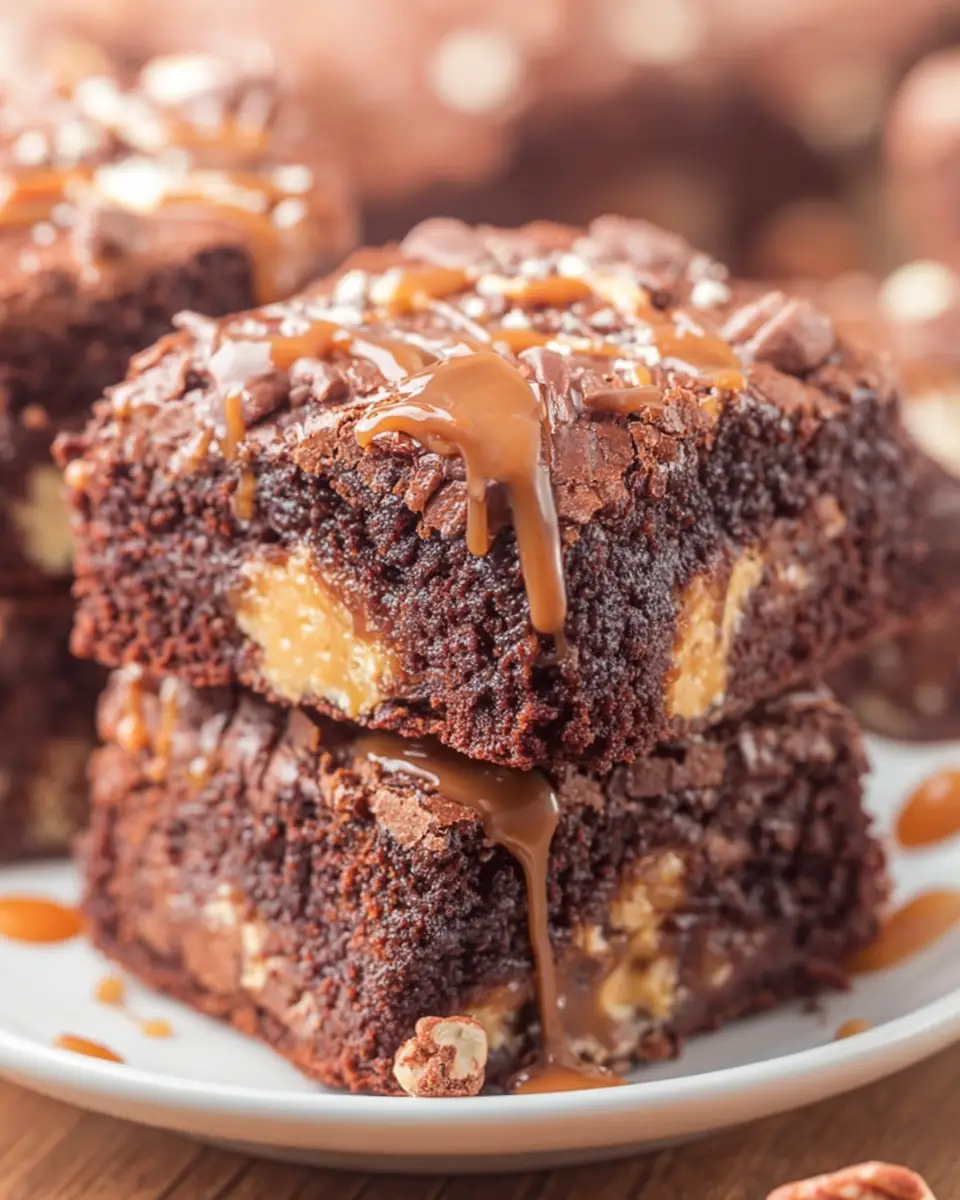 A delicious plate of Snickers Brownies