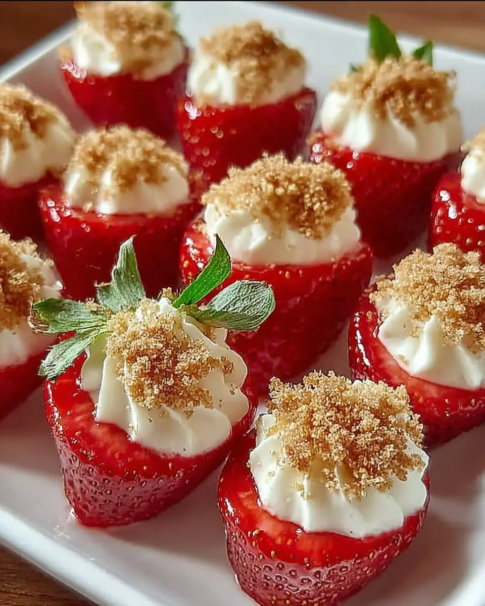 A delicious plate of Sweetheart Cheesecake Deviled Strawberries Quick Recipe