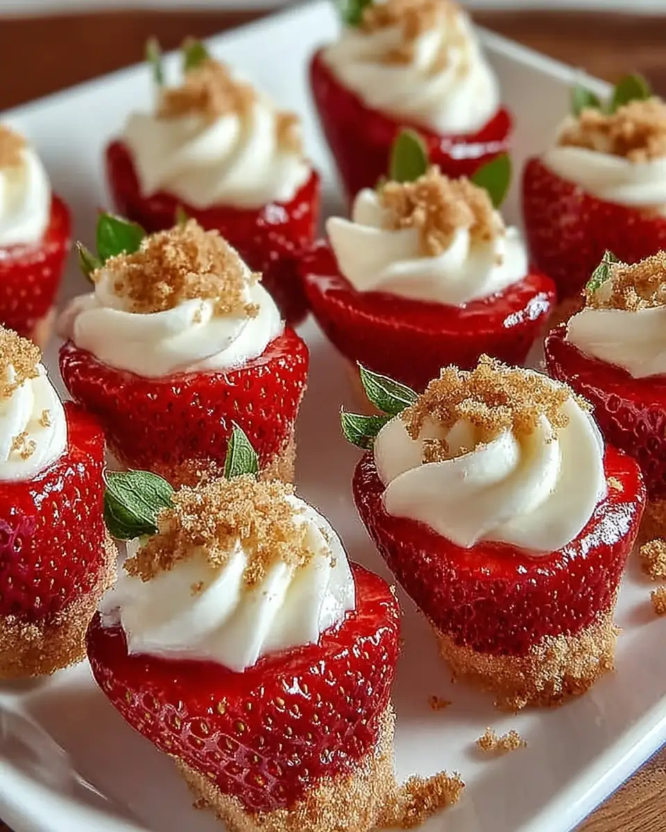 A delicious plate of Sweetheart Cheesecake Deviled Strawberries Quick Recipe