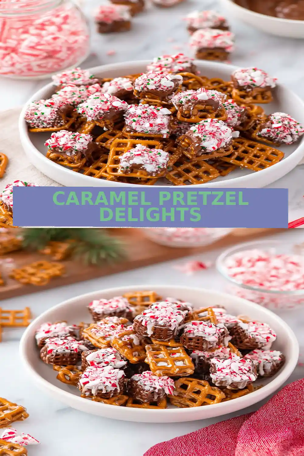 Christmas Caramel Pretzel Bites